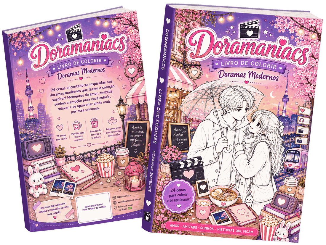 Capa e contracapa do livro de colorir Doramas Modernos