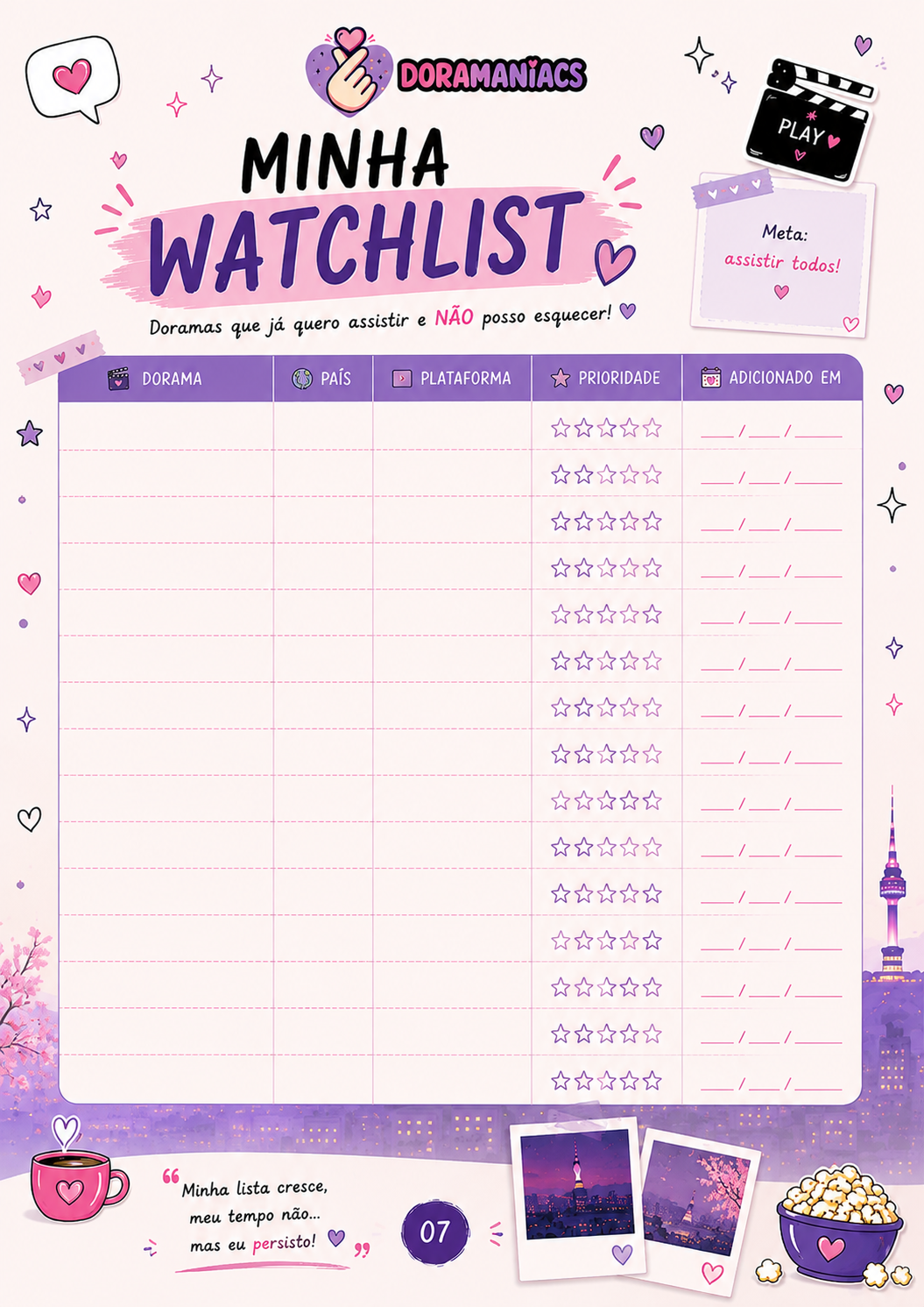 Página Minha Watchlist